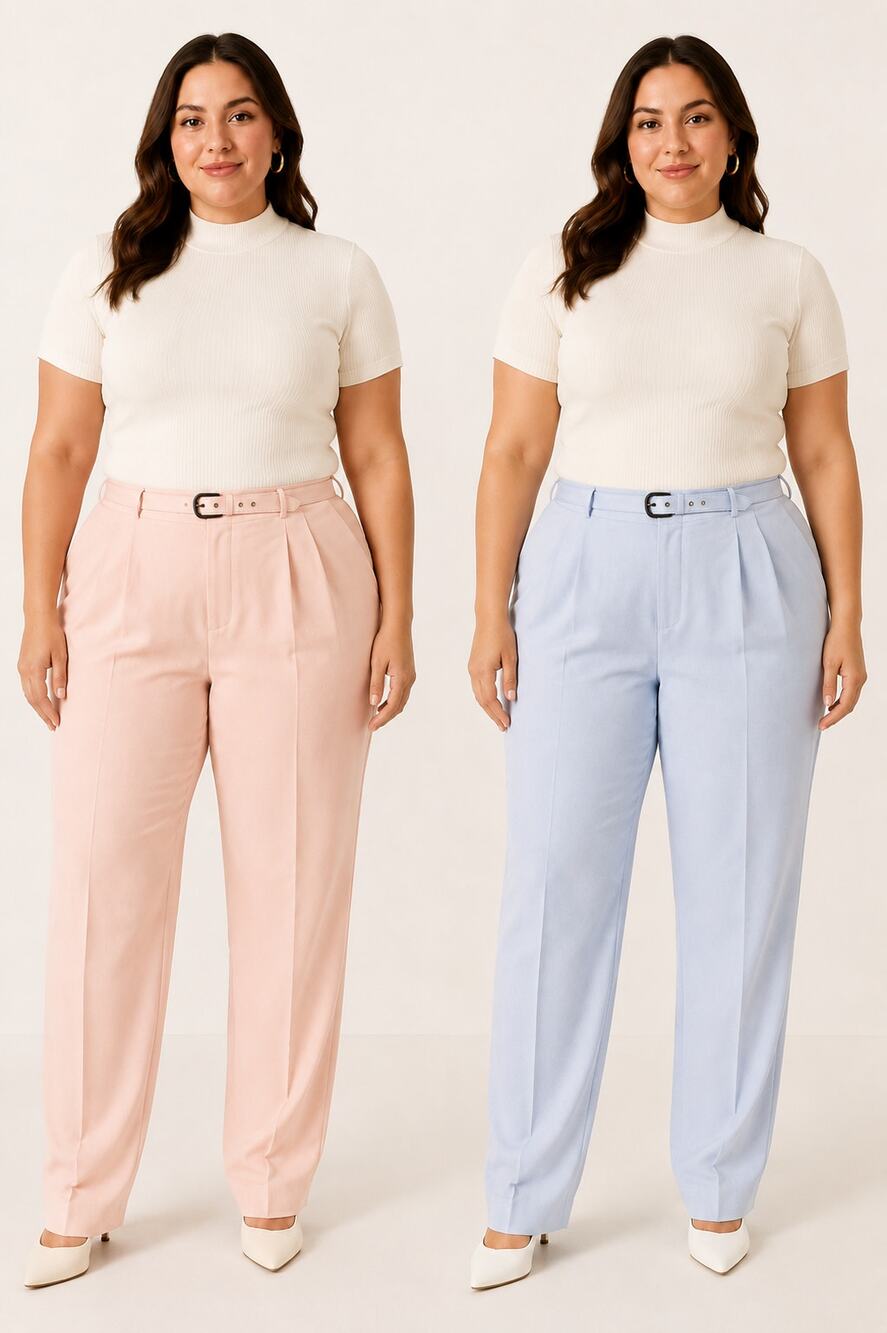 Vintage 90s Pastel Pleated Belted Lightweight Trousers Lot of 2 Womens Sz 20